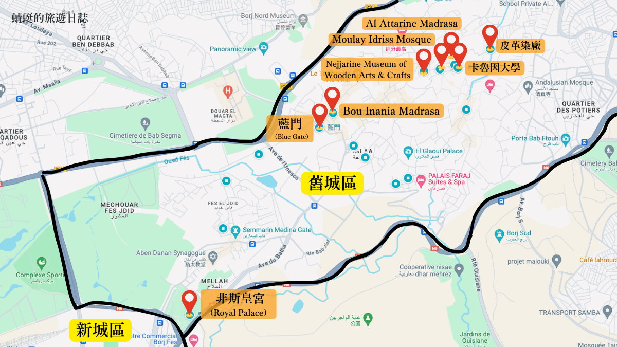 fes tourist spots map
