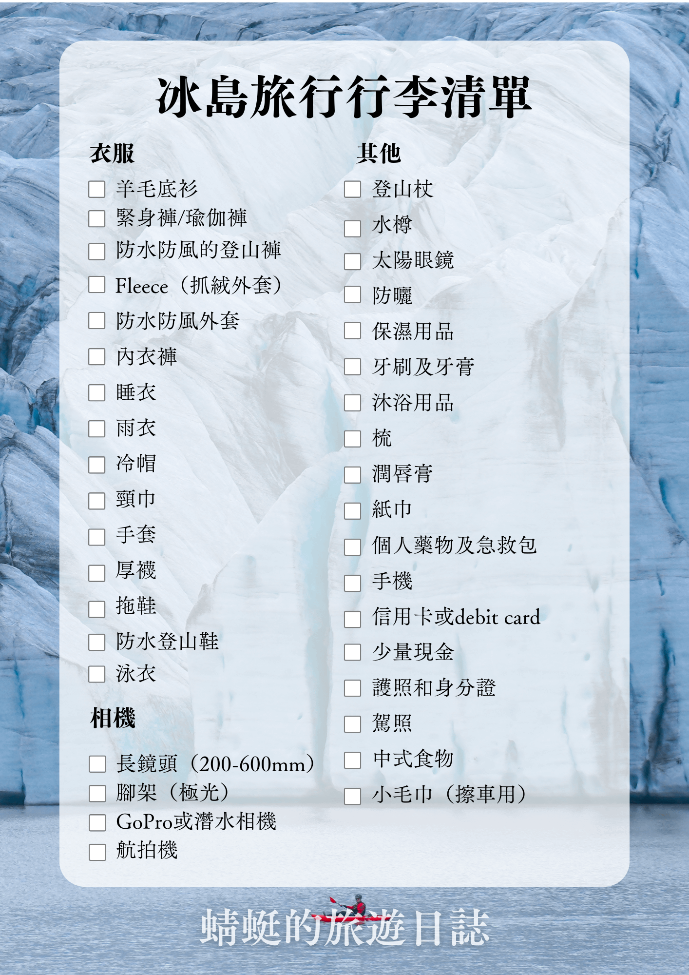 冰島旅行行李清單