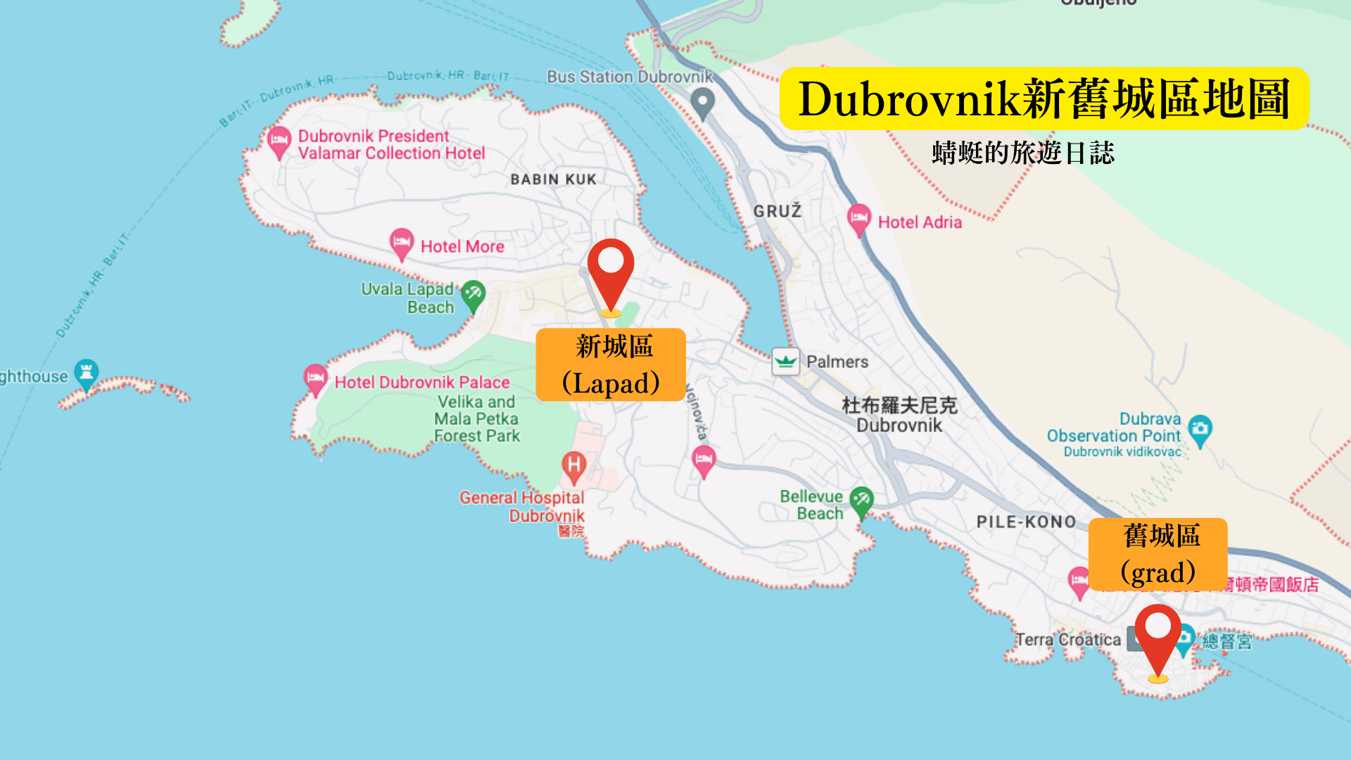 Dubrovnik新舊城區地圖