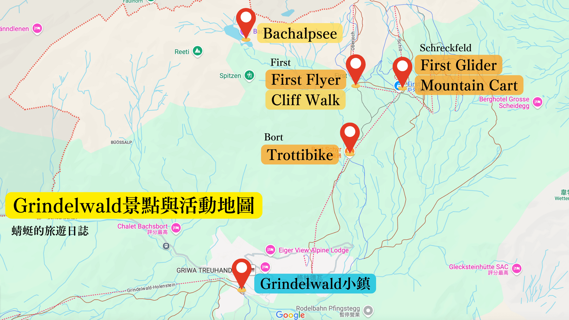 Grindelwald景點地圖
