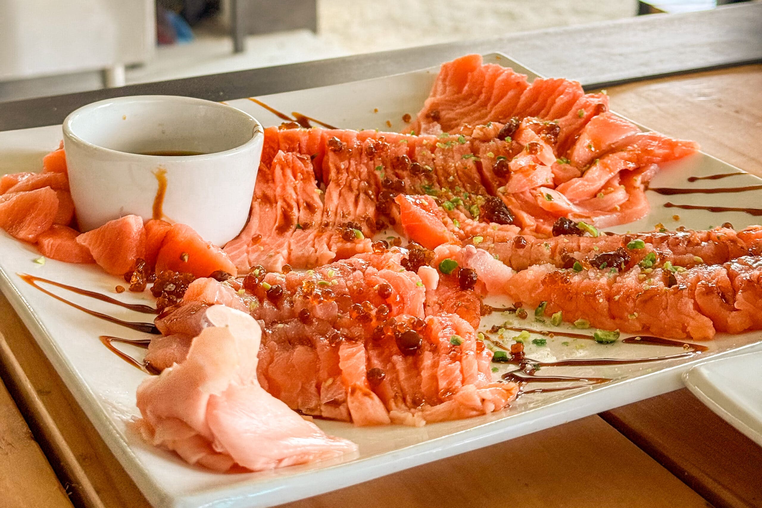 Salmon sashimi platter at Hook Wanaka