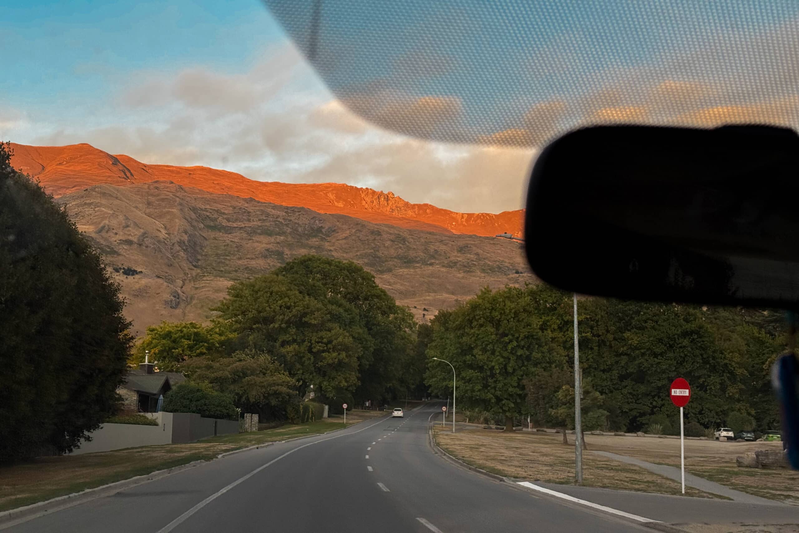 sunrise on the road in New Zealand