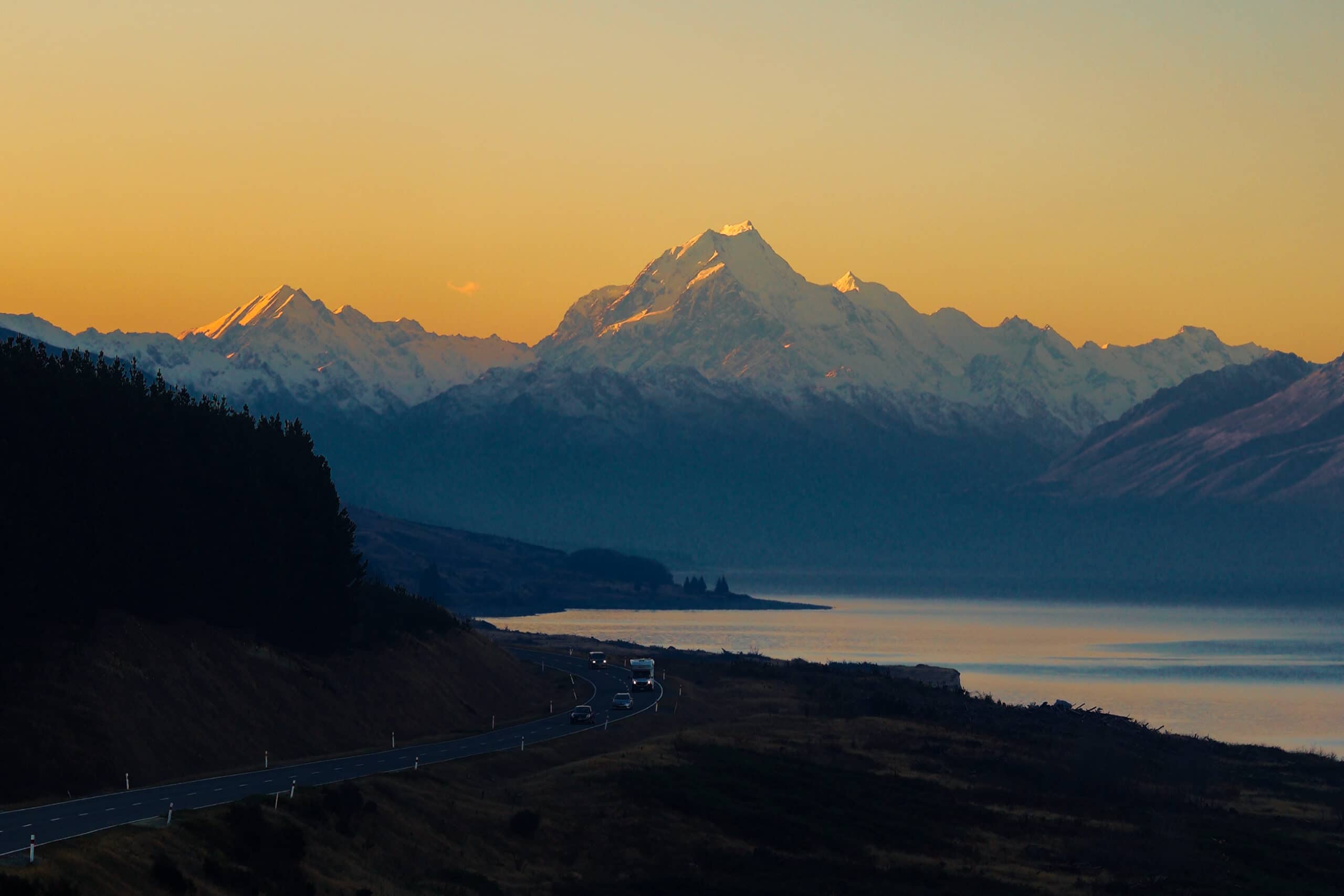 mt cook at sunset